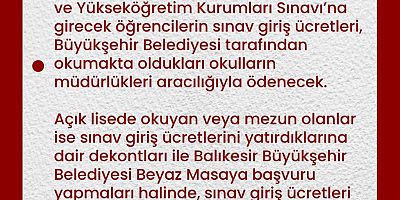 Başkan Yücel Yılmaz, sınav giriş ücretlerini ödemeye başlıyor